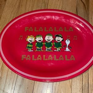 Gibson Peanuts FA LA LA LA LA Holiday Christmas Carols Red Platter